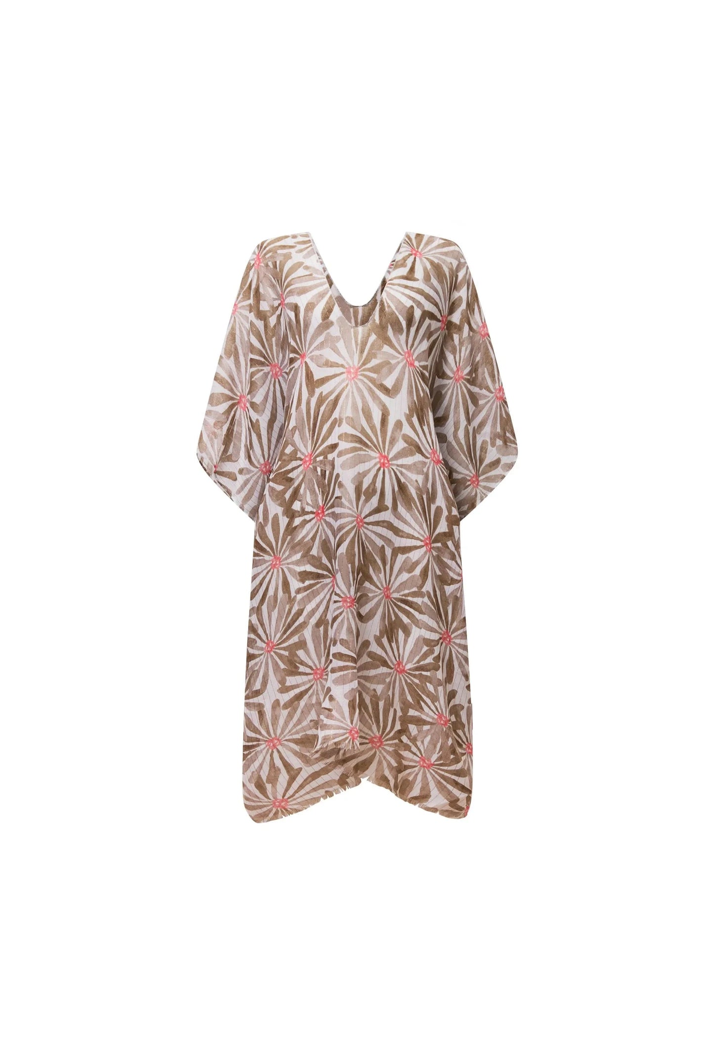 Beige Retro Floral Kaftan