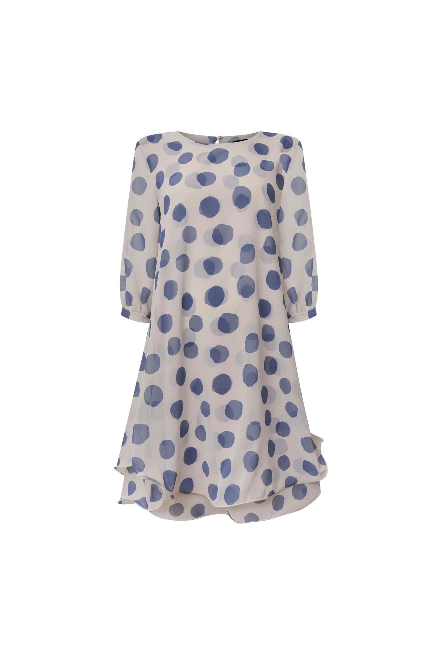 Blue-Cream Polka Dot Dress