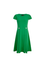 Cap Sleeve Button Midi Dress Green