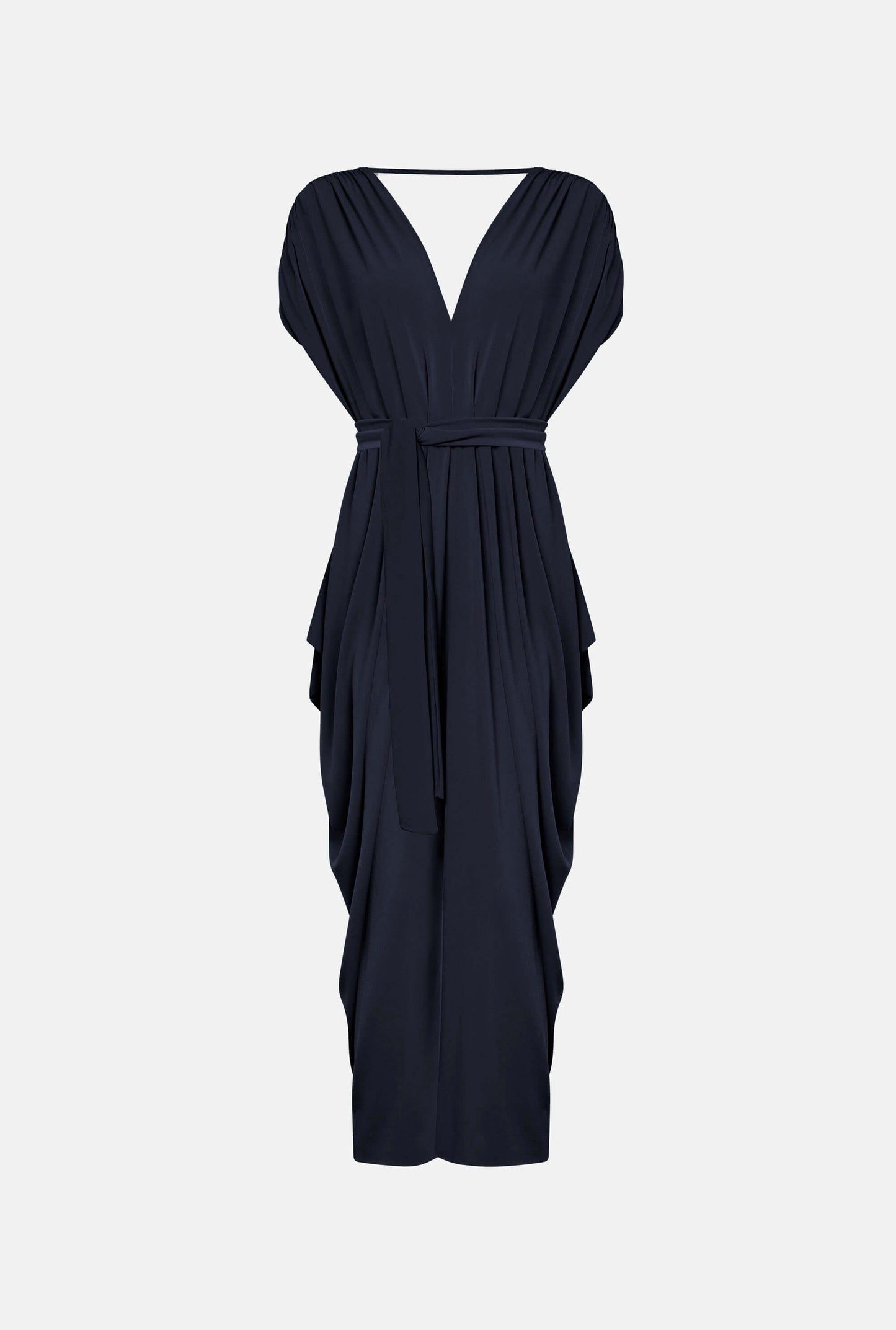 Draped Maxi Navy Dress