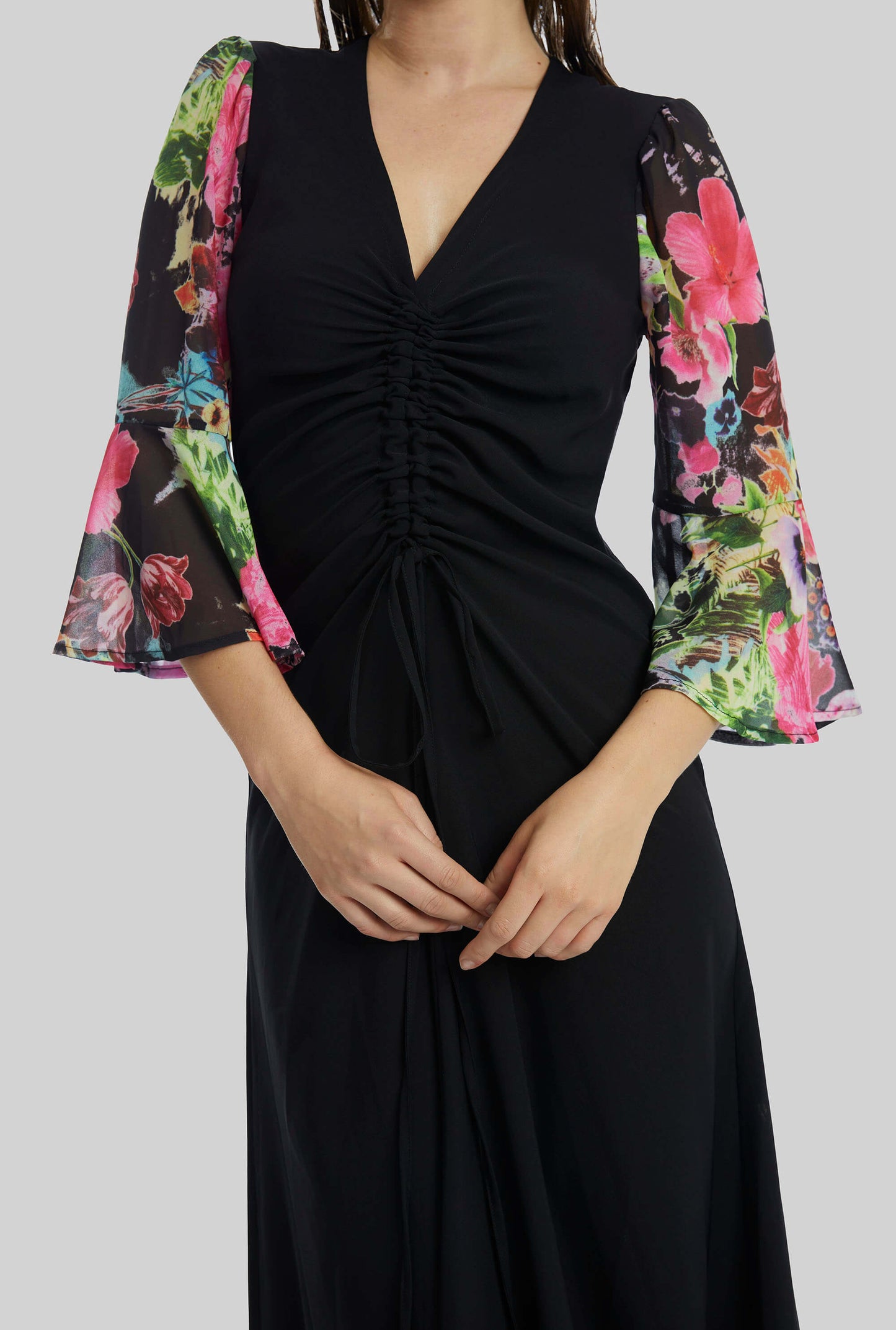 Front Ruched Detail Maxi Dress