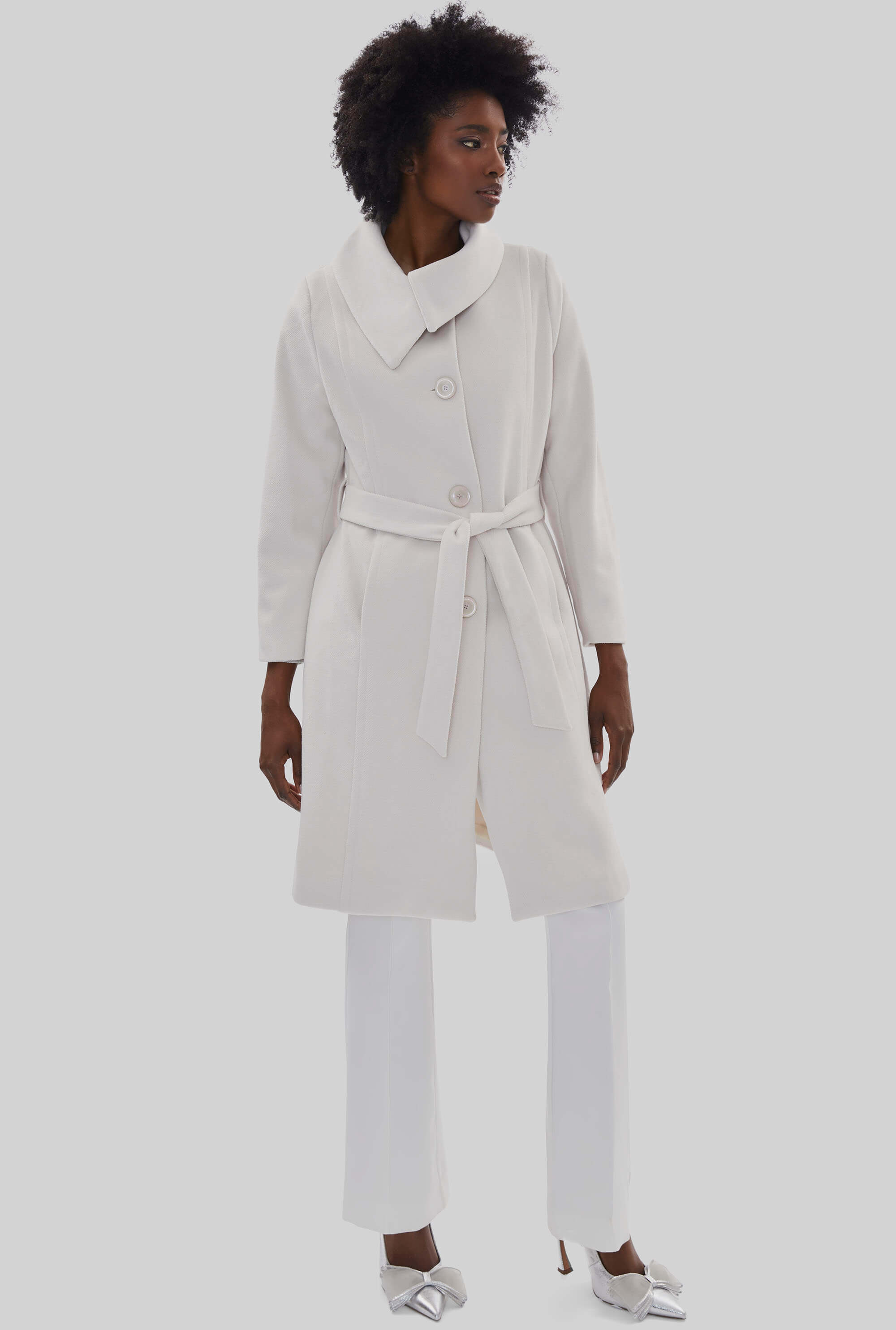 Belted on sale cream coat