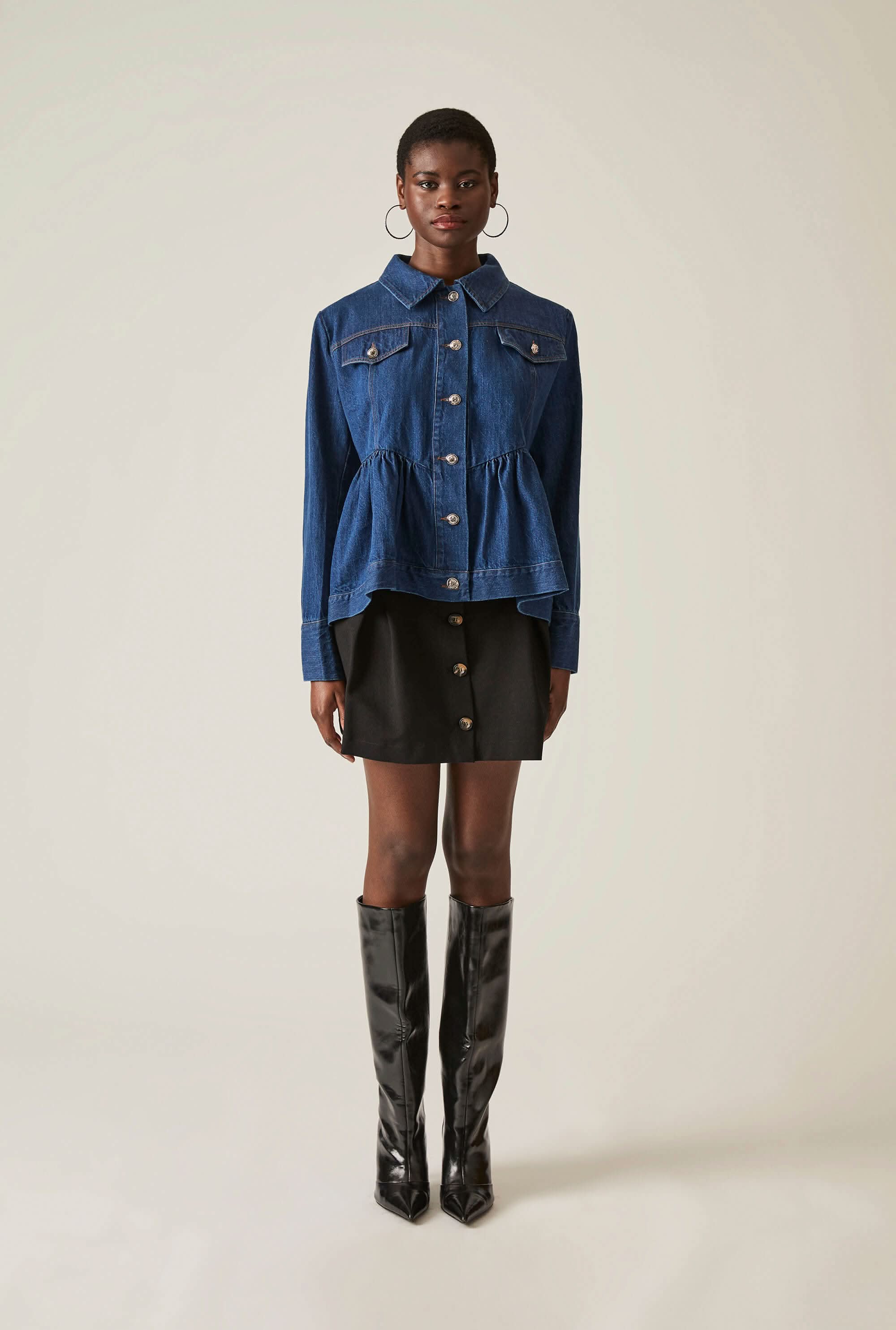 Peplum Denim Jacket main image 1
