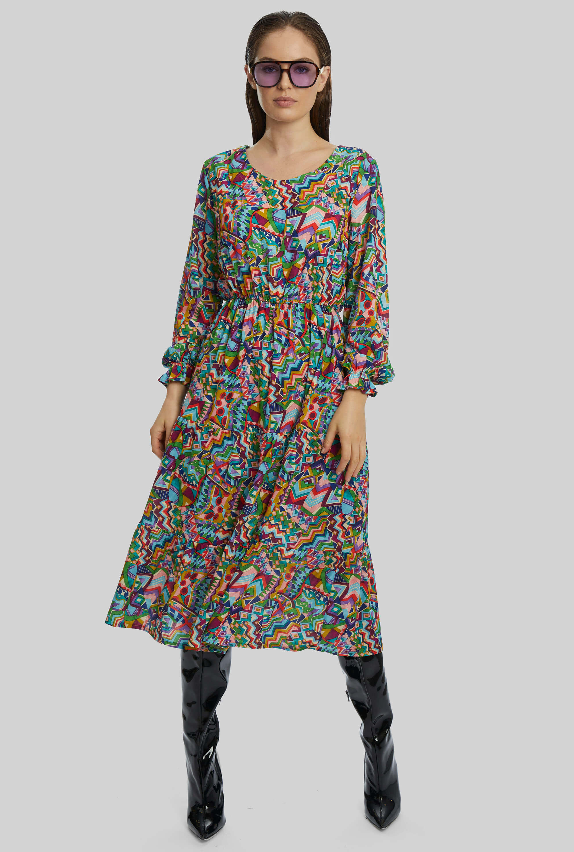 Shop Multicolour Floral V-Neck Midi Dress | SilkFred