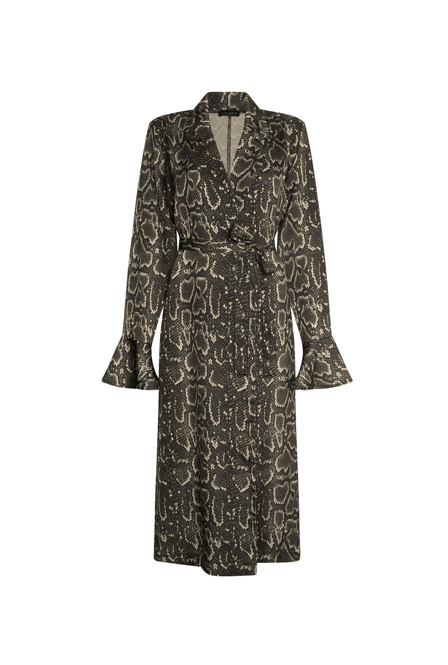 Snake Beige-Black Wrap Dress