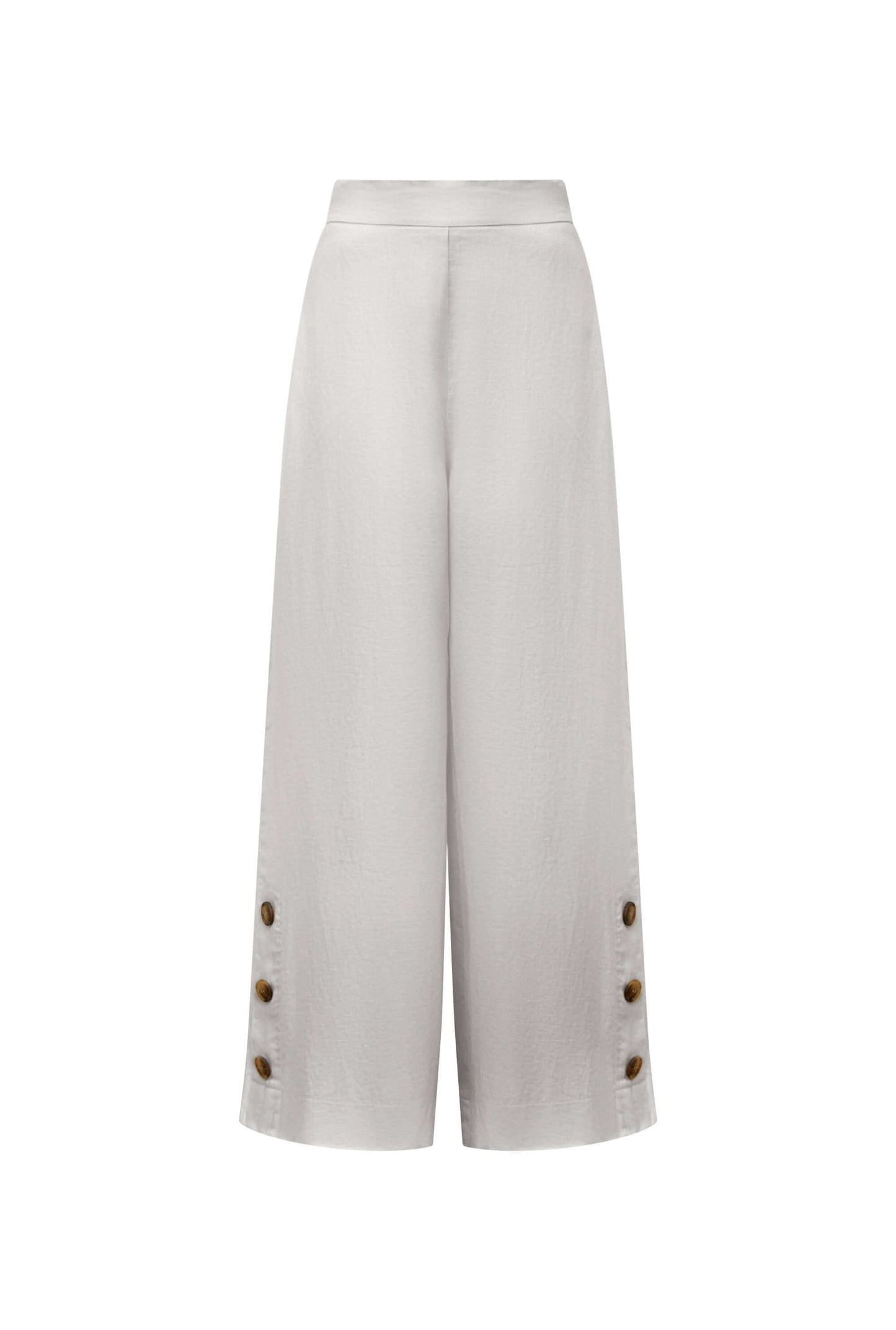 White Linen Button Trousers