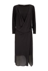 Layered V-Neck Chiffon Dress in Black - James Lakeland