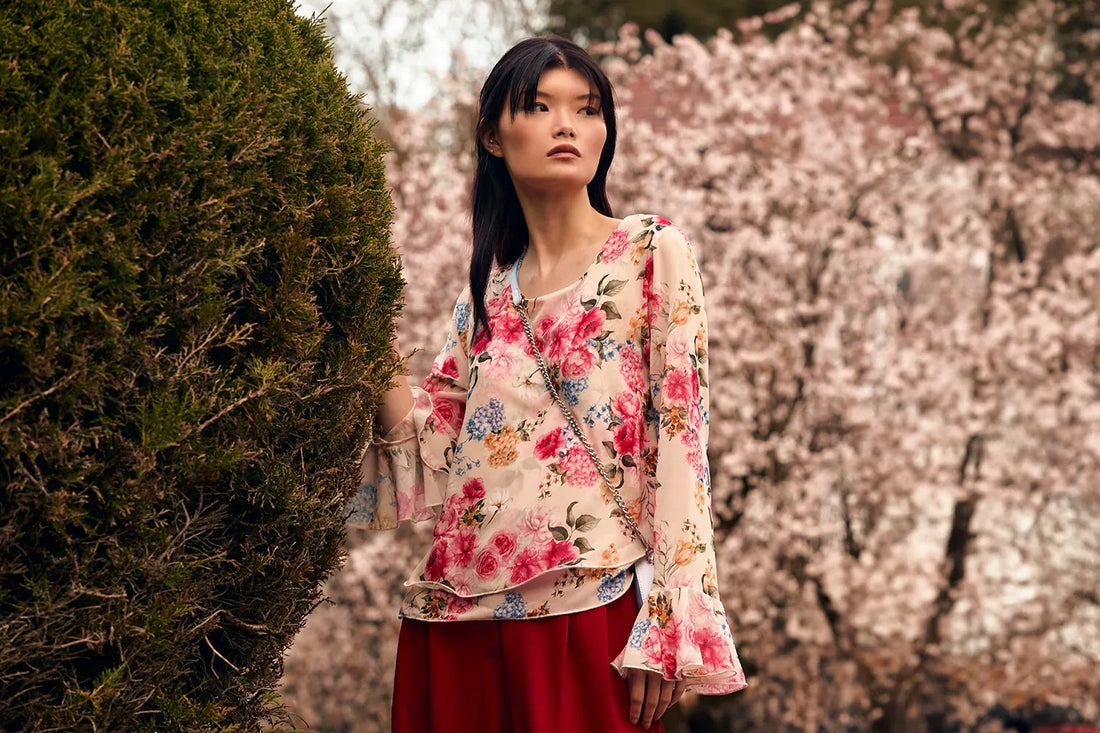 Elegant flower print blouse by James Lakeland