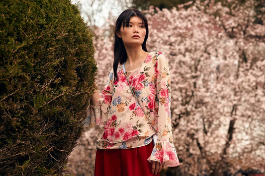 Elegant flower print blouse by James Lakeland