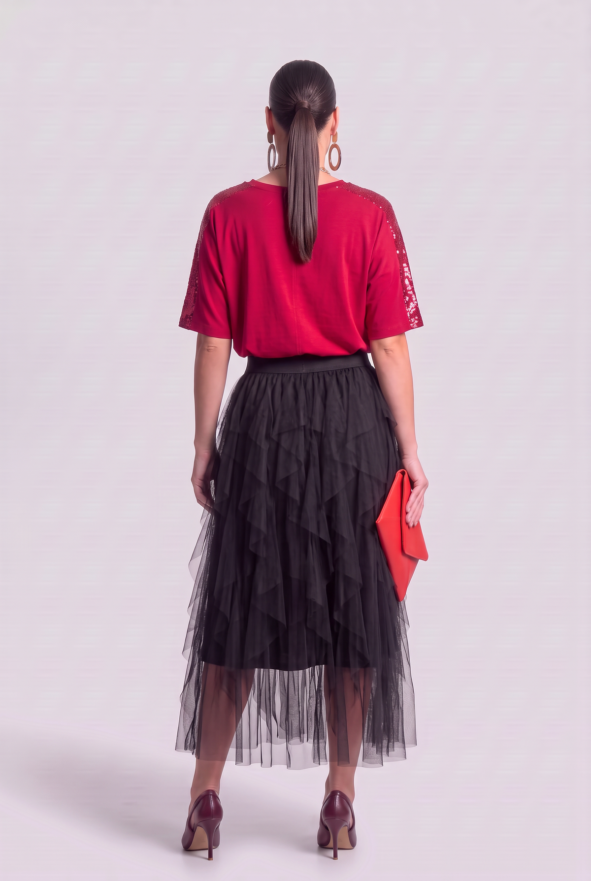 Paillettes Blouse Red