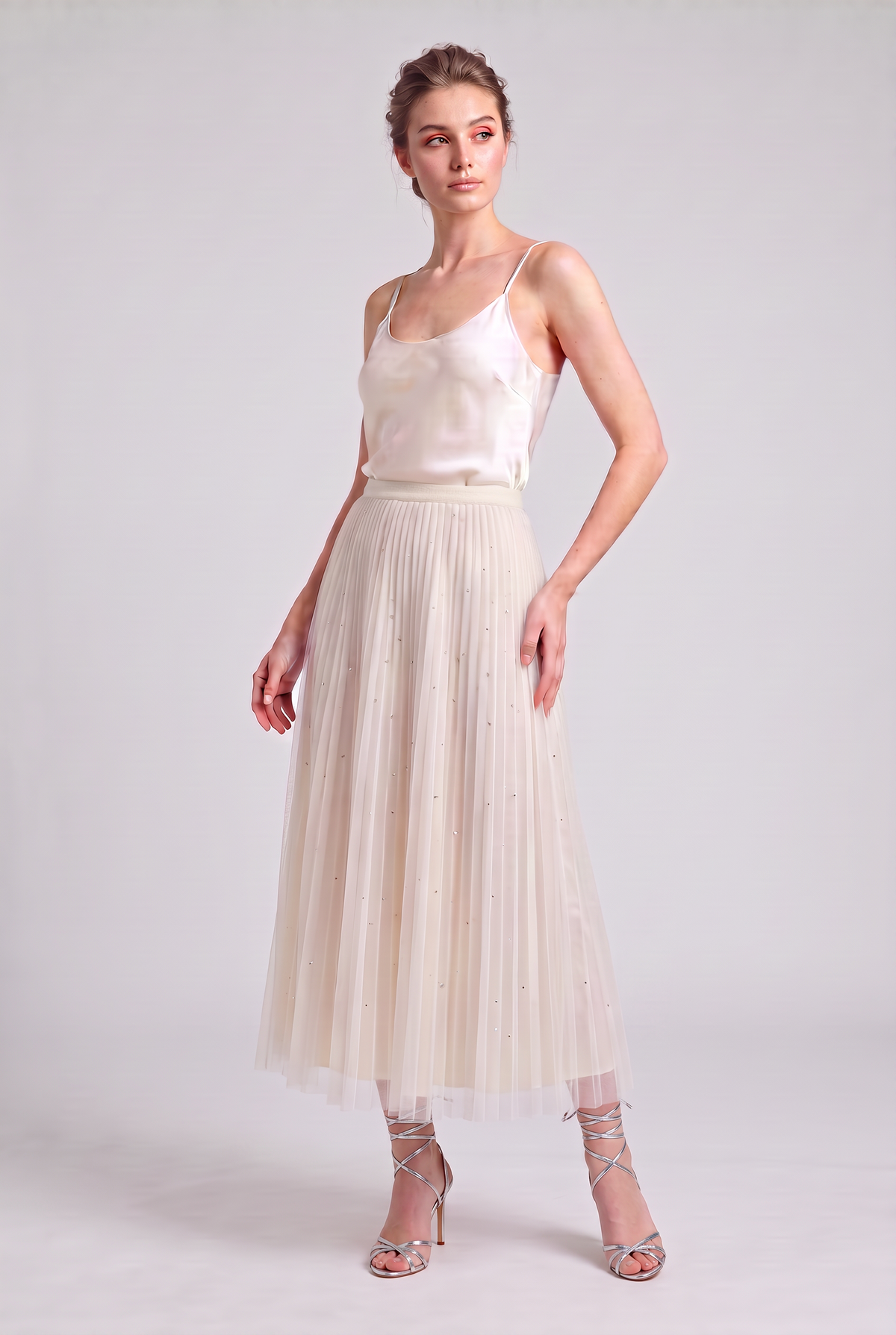 Tulle Swarovski Skirt Cream