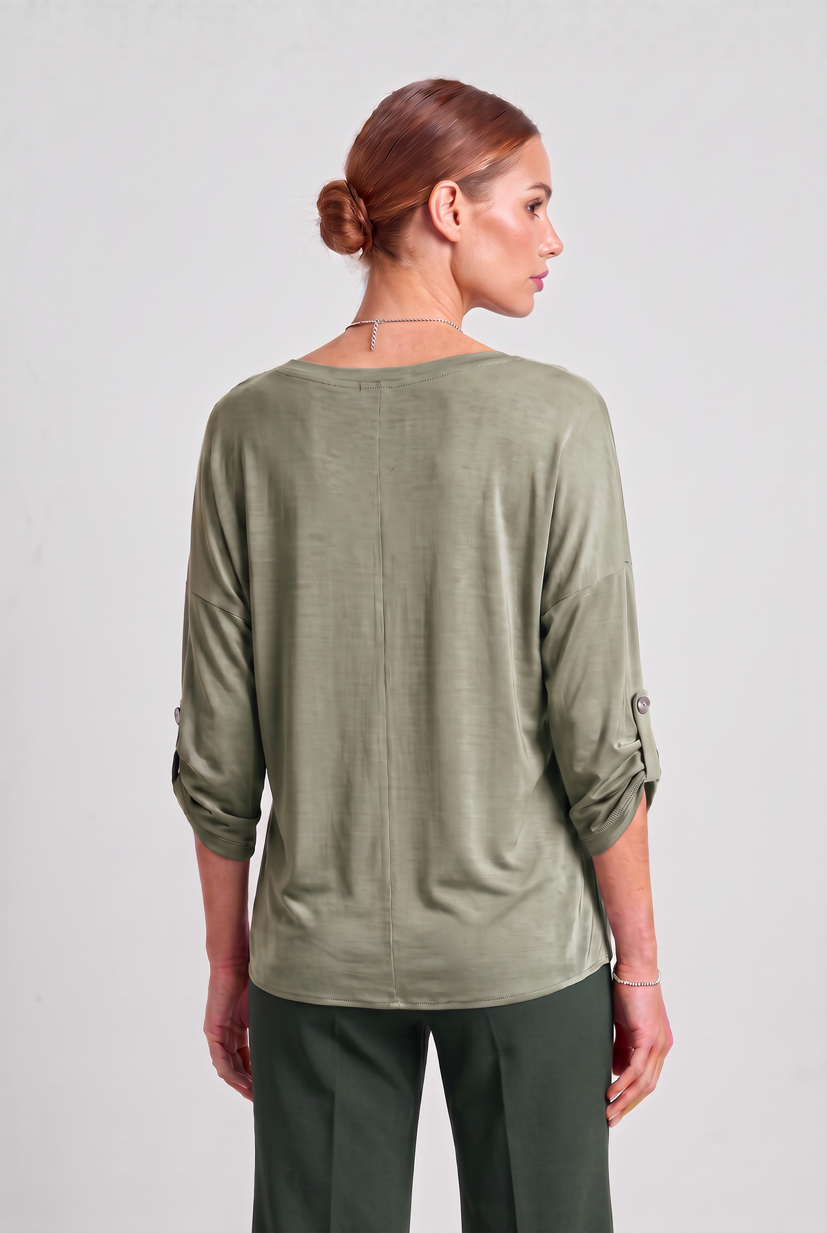 Satin Blouse Military