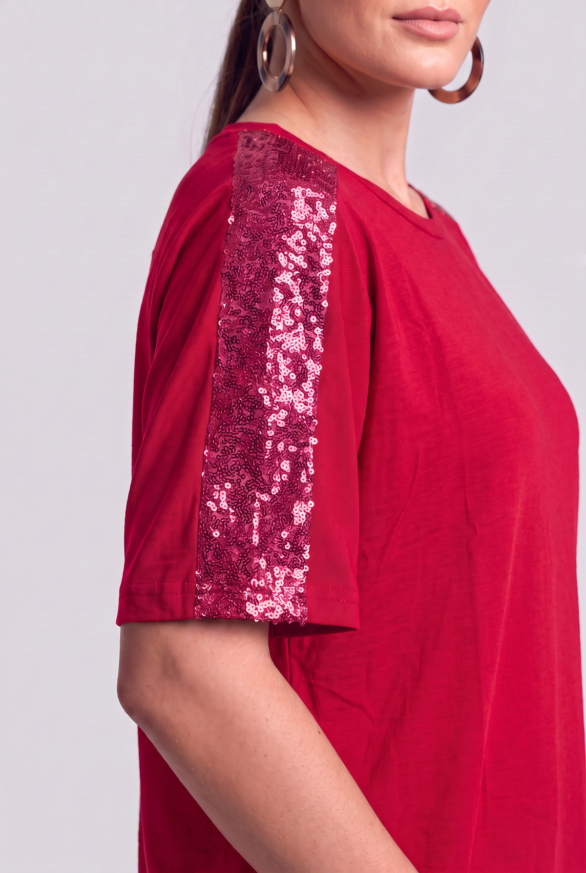 Paillettes Blouse Red