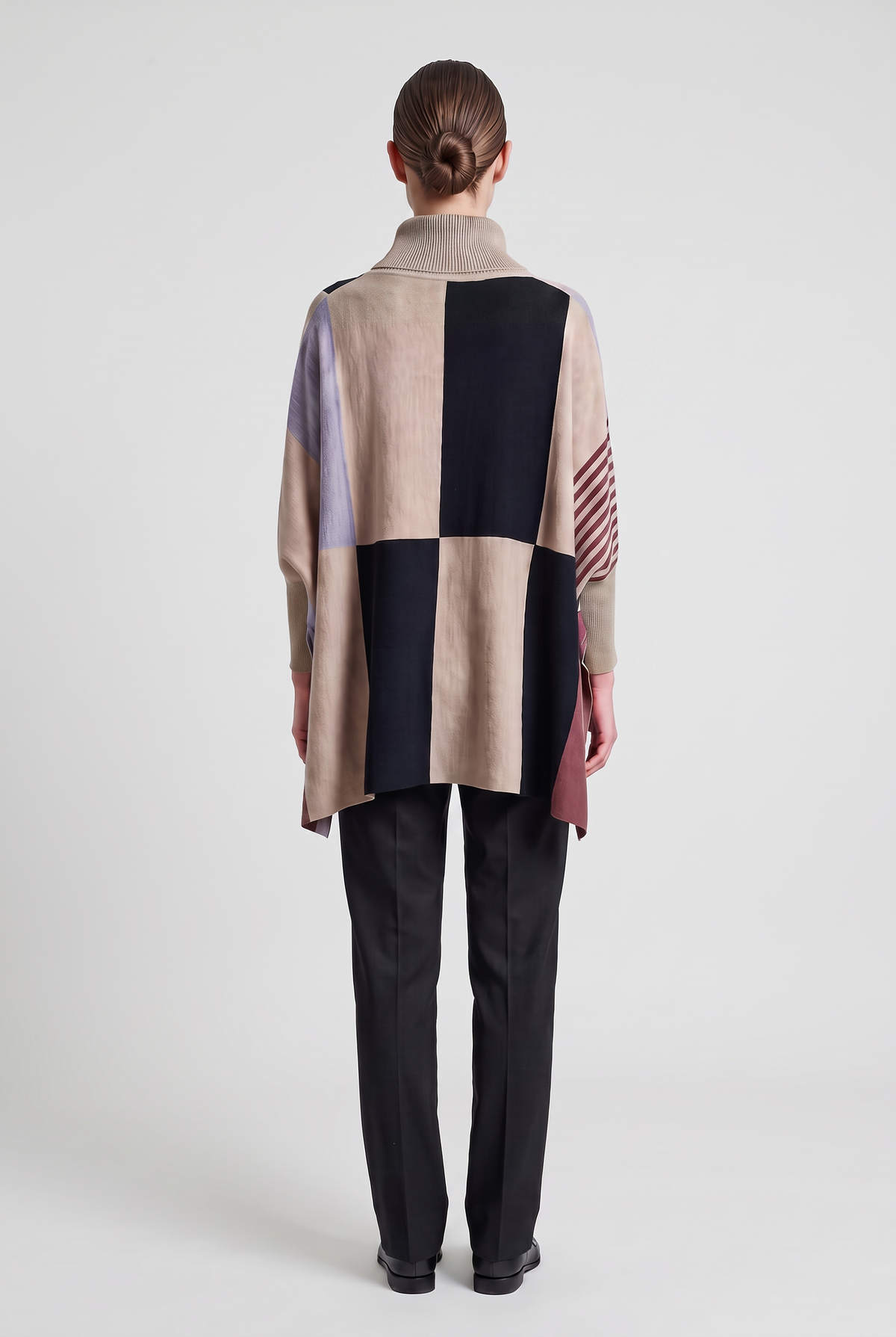 Block Poncho Beige