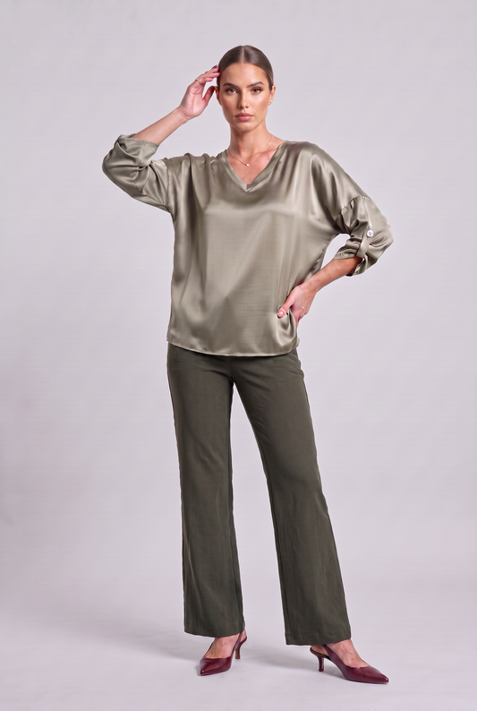 Satin Blouse Military