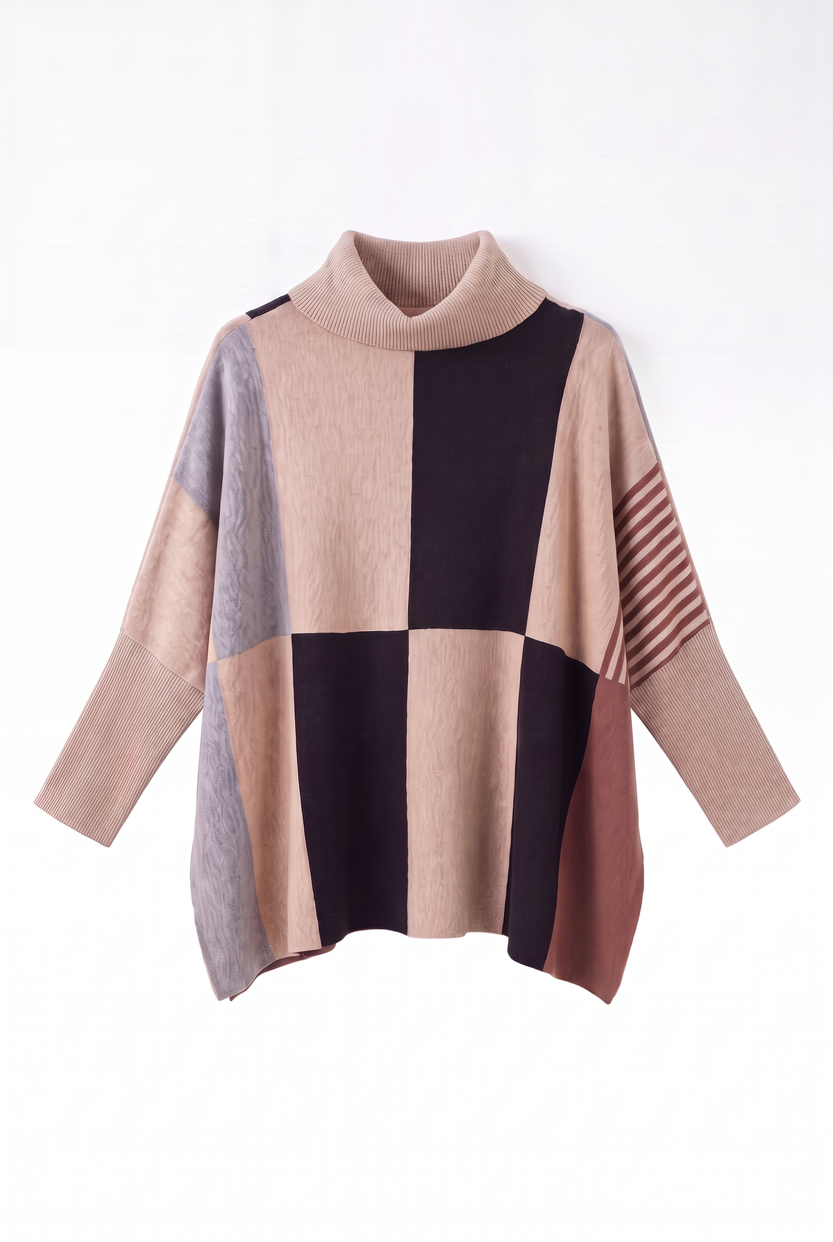 Block Poncho Beige