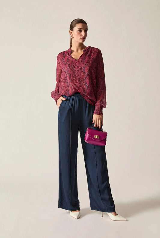 Burgundy Snake Print Blouse