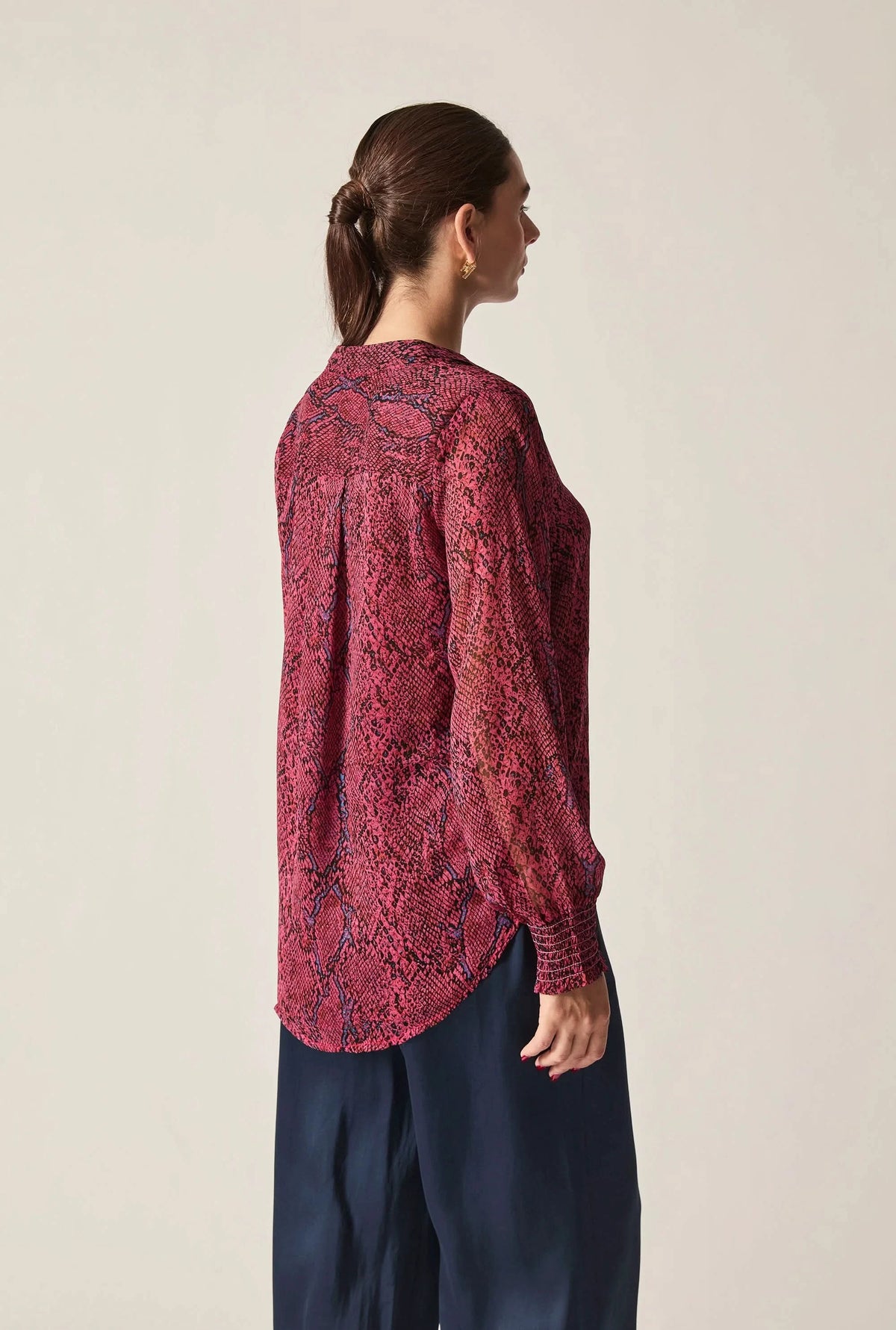 Burgundy Snake Print Blouse