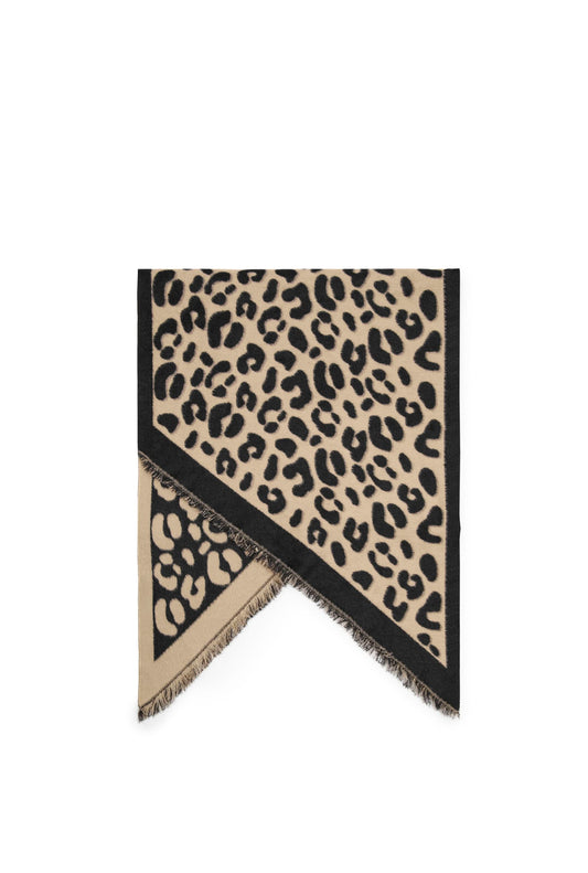 Black & Camel Leopard Print Scarf