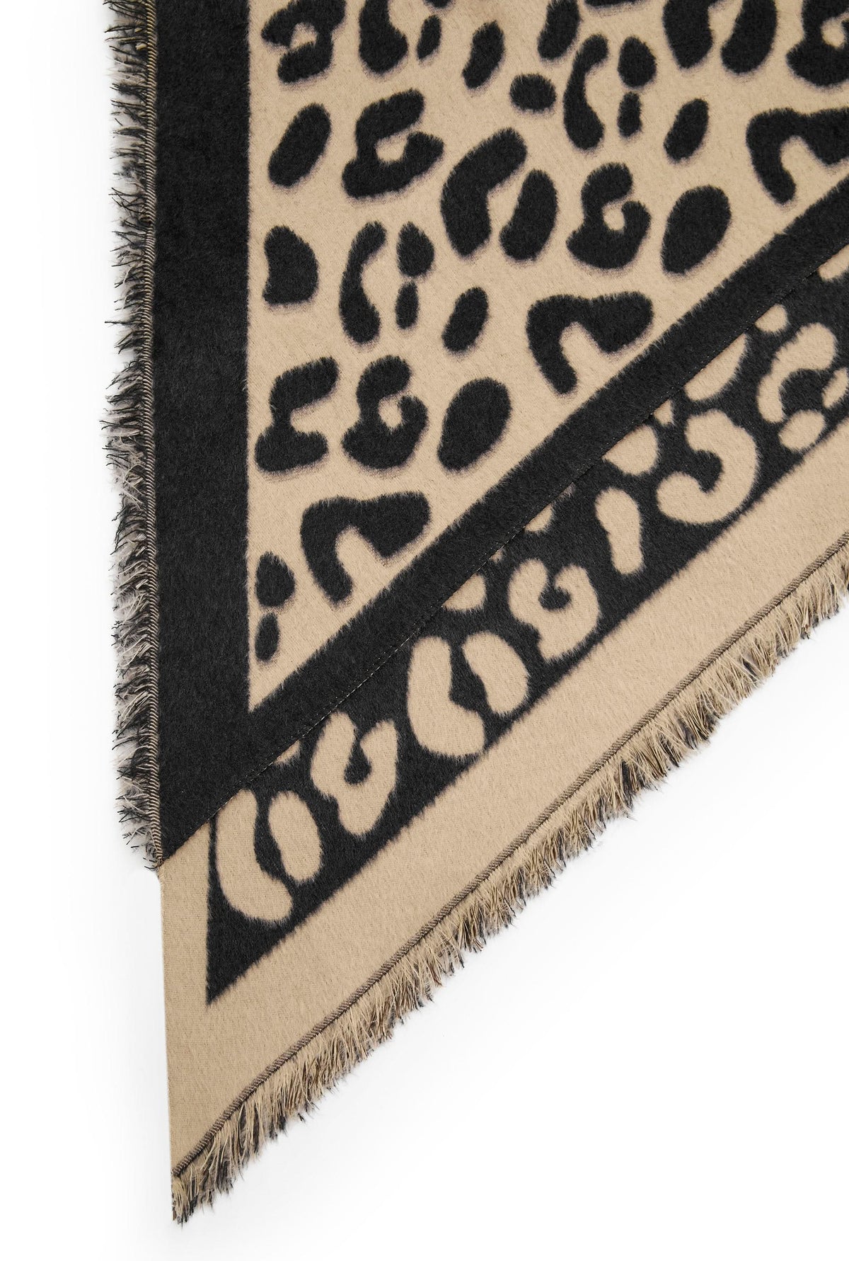 Black & Camel Leopard Print Scarf