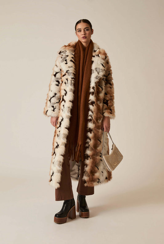 Animal Patchwork Faux Fur Coat