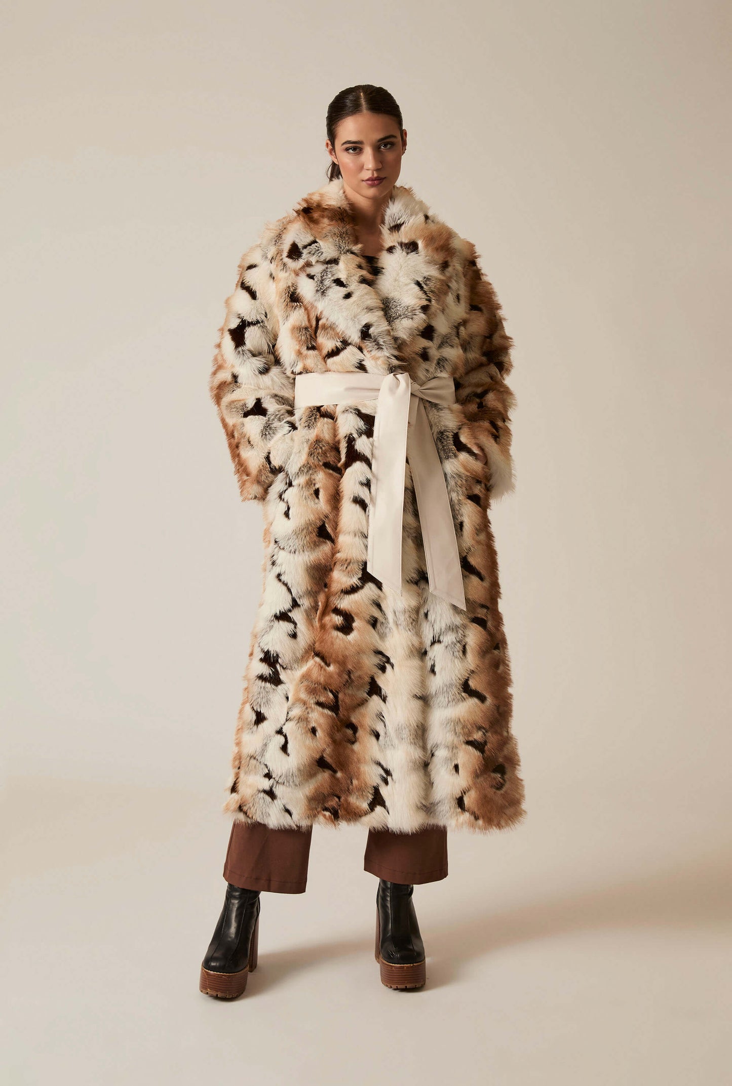 Animal Patchwork Faux Fur Coat