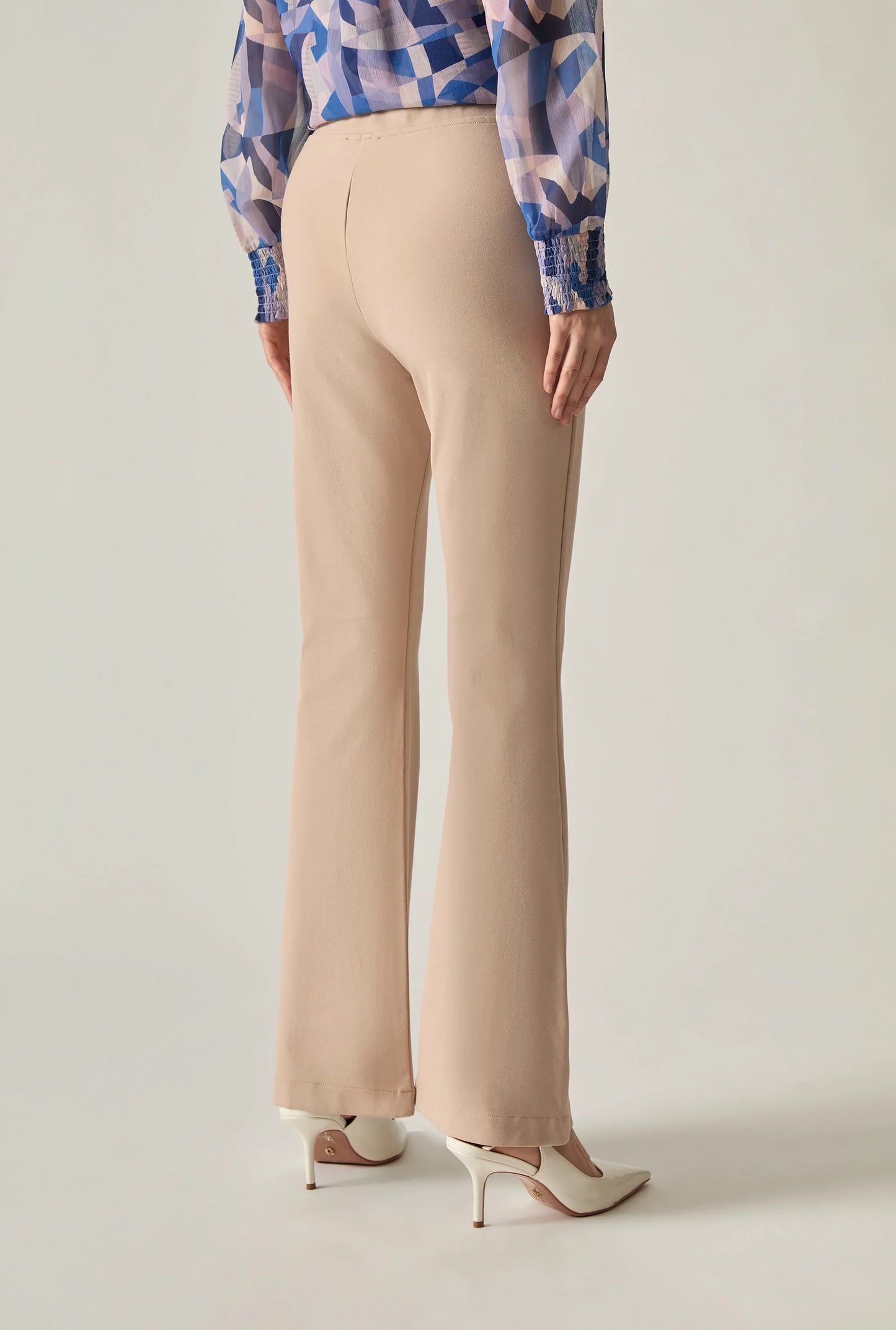 Beige Bootleg Trousers