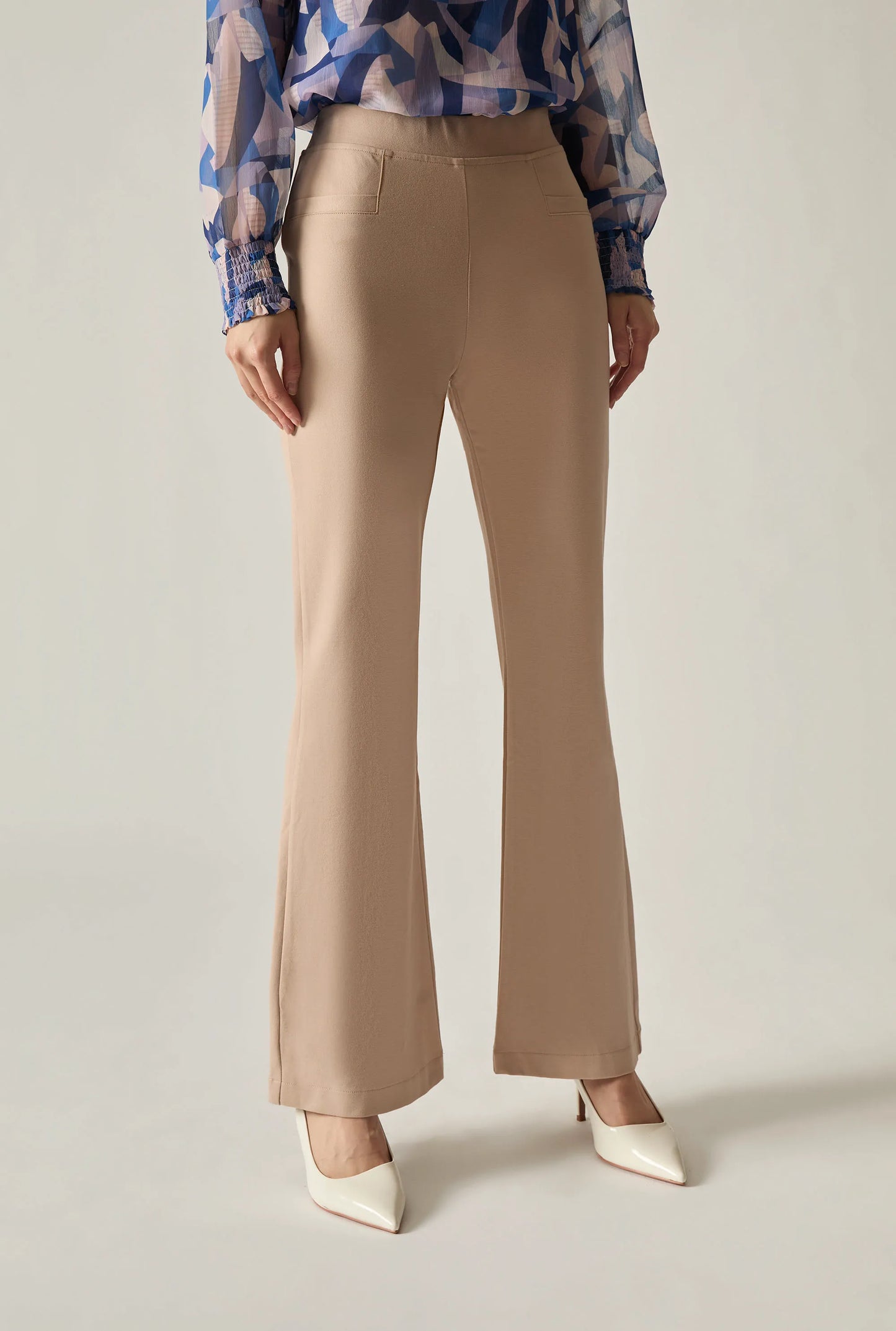 Beige Bootleg Trousers