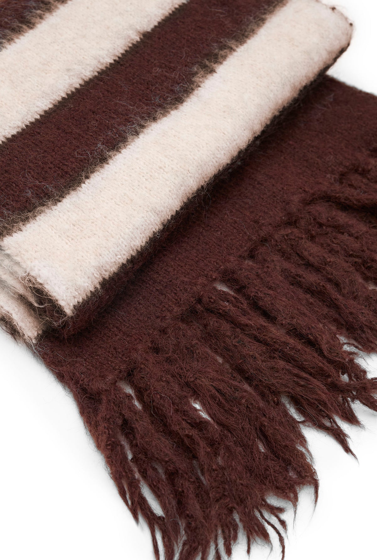 Beige & Brown Stripe Blanket Scarf