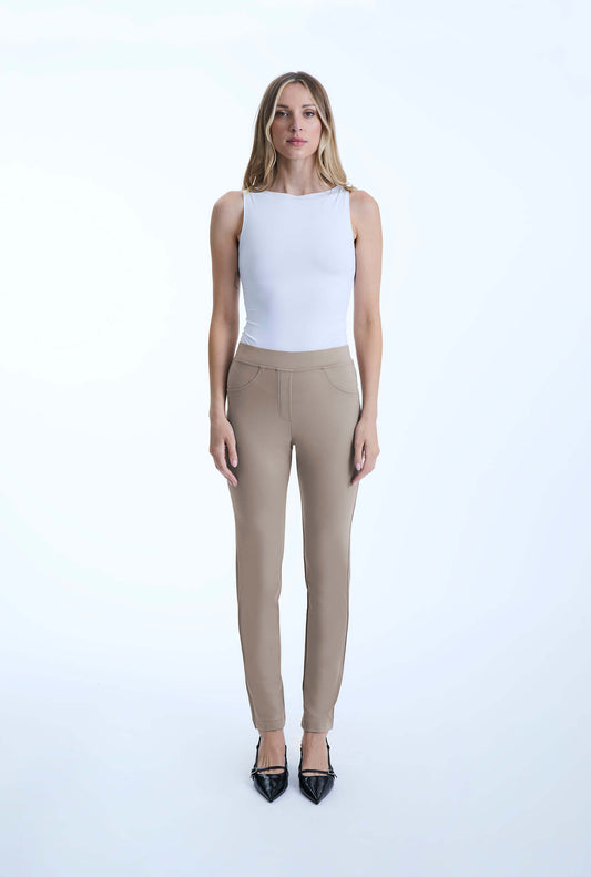 Beige Cigarette Trousers