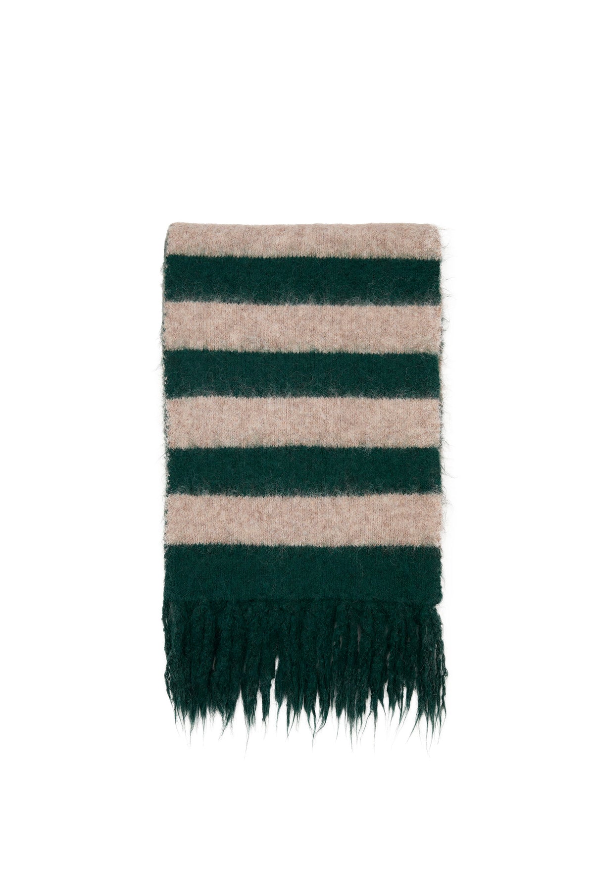 Beige & Green Stripe Blanket Scarf