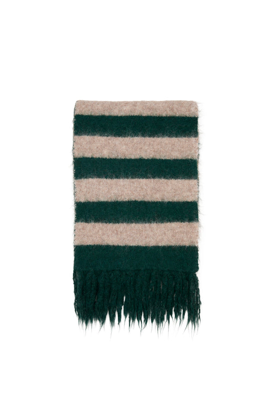 Beige & Green Stripe Blanket Scarf