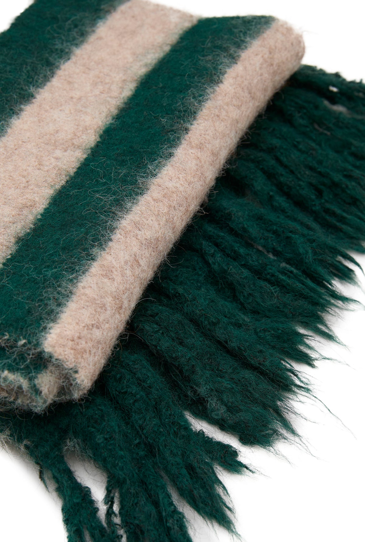 Beige & Green Stripe Blanket Scarf