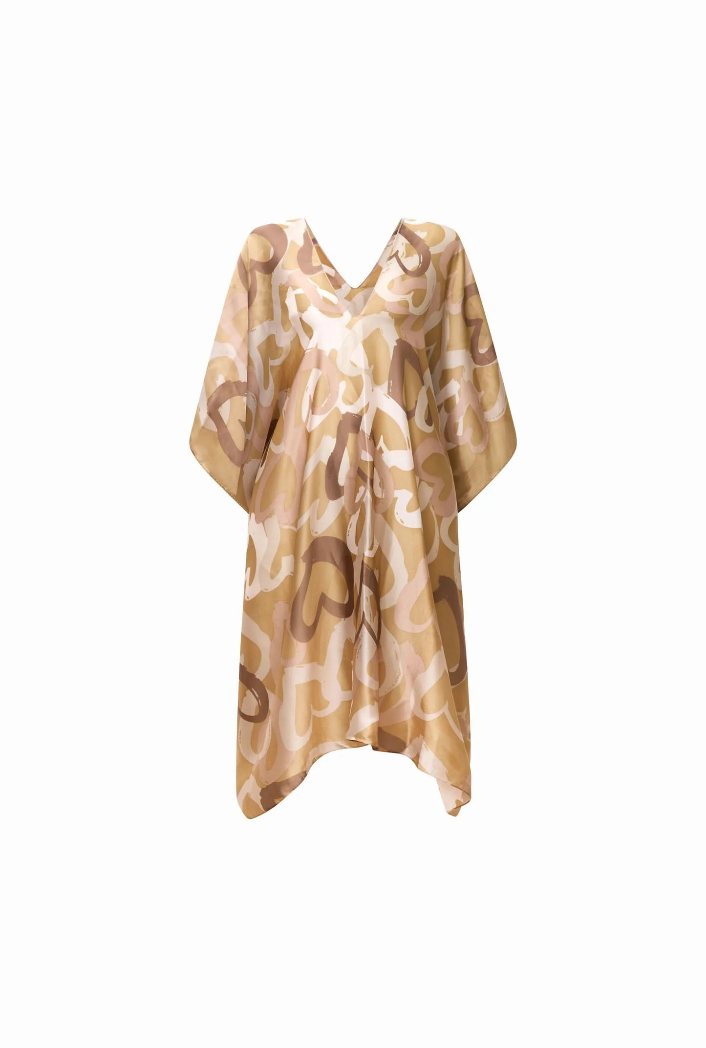Beige Heart Print Kaftan