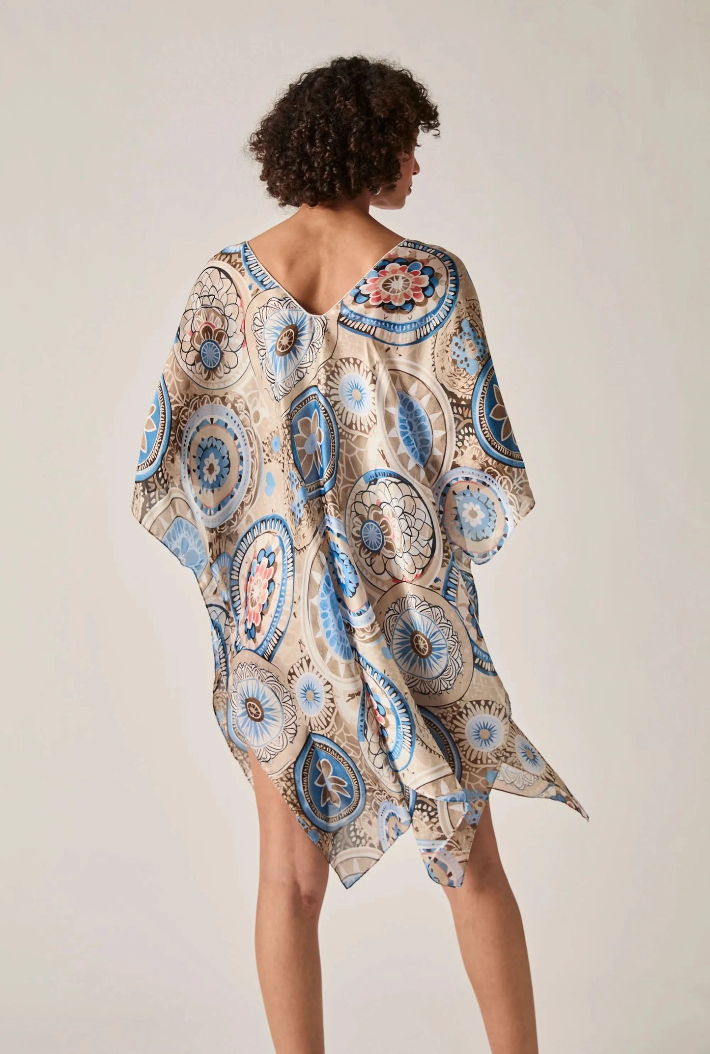 Beige Mandala Print Kaftan