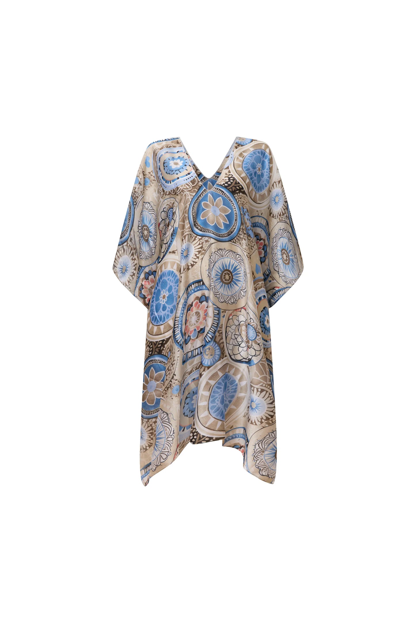 Beige Mandala Print Kaftan