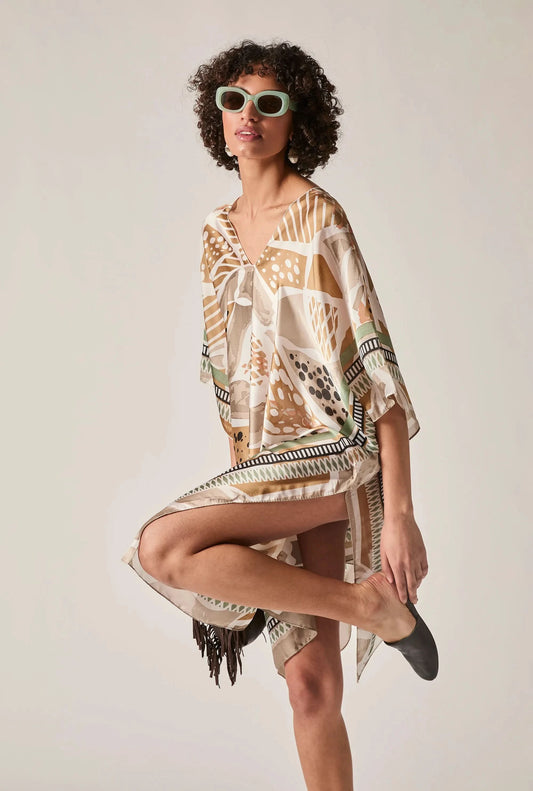 Beige Petal Mosaic Kaftan