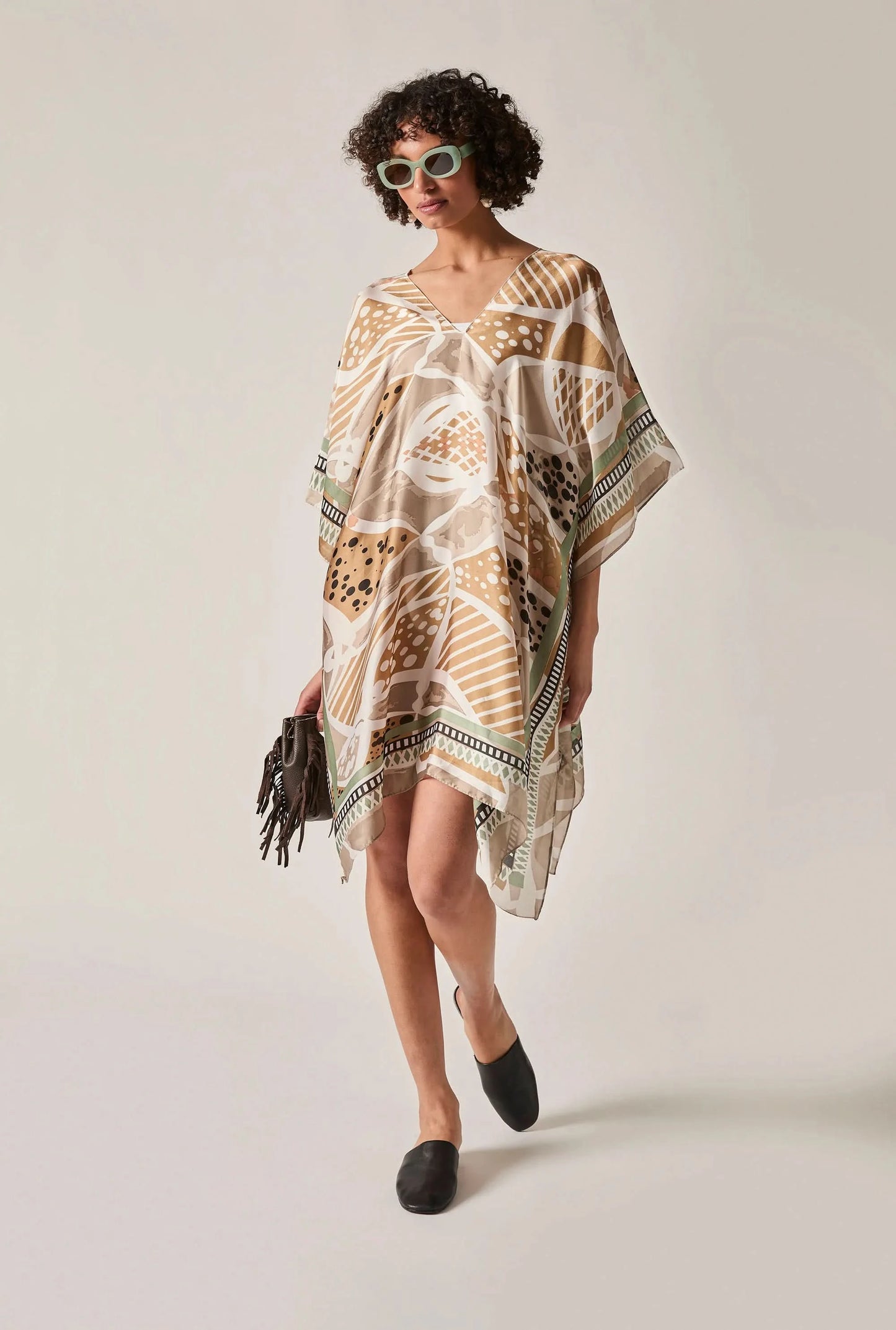 Beige Petal Mosaic Kaftan