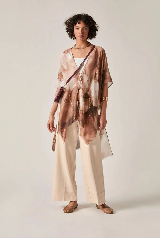 Beige Watercolour Floral Kaftan