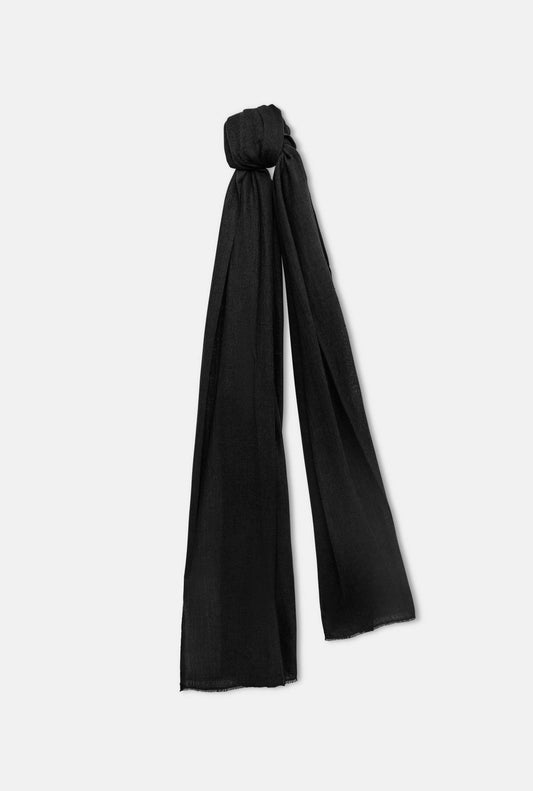 Black 2‑ply Cashmere Scarf