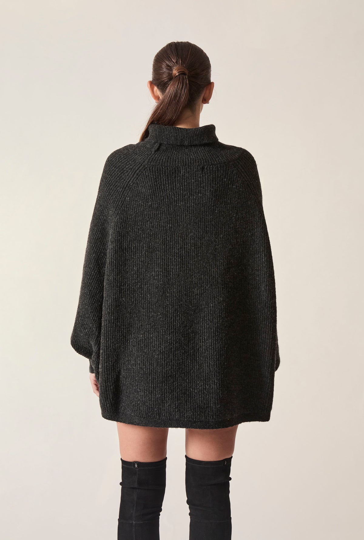 Black Balloon Sleeve Roll Neck Jumper