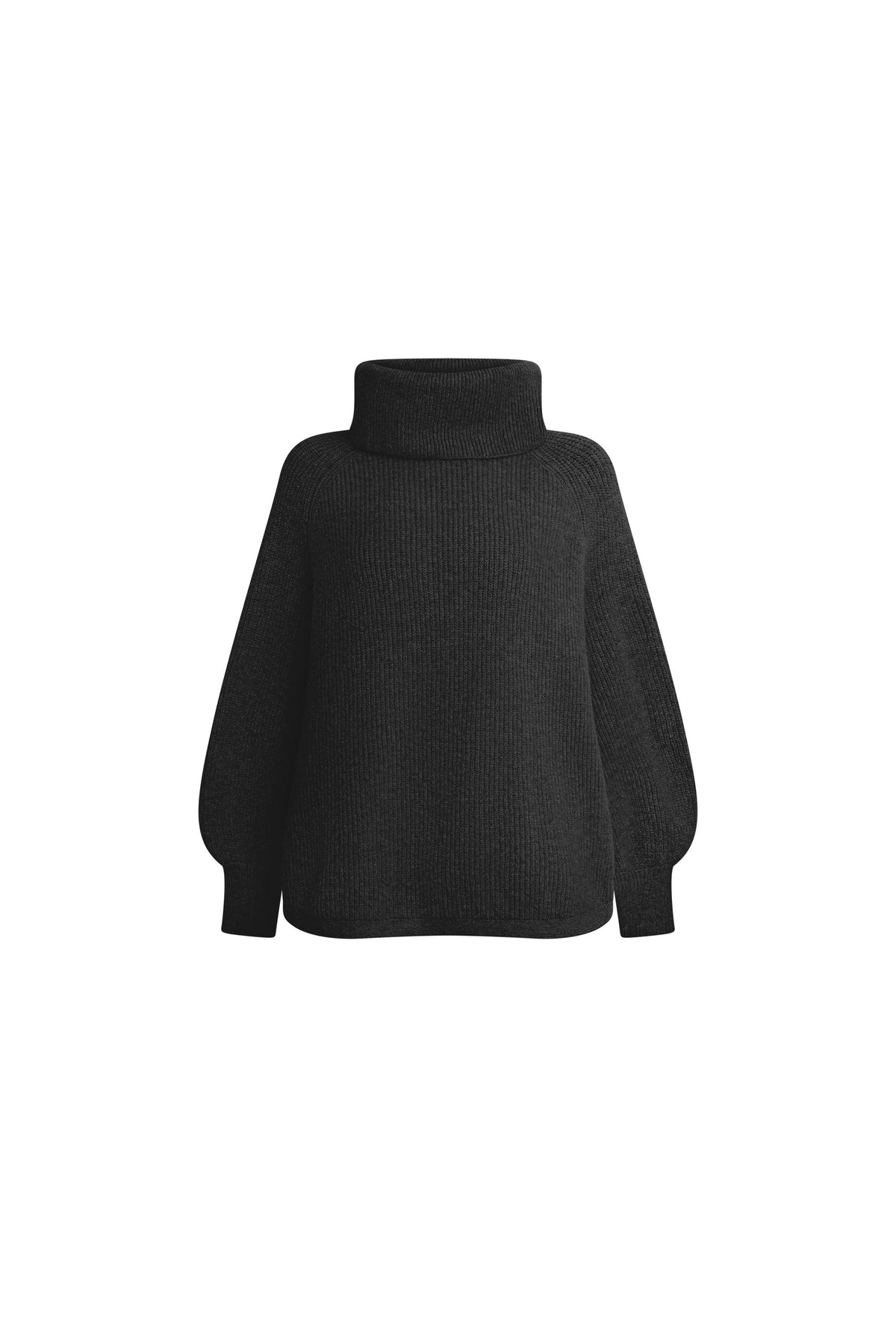 Black Balloon Sleeve Roll Neck Jumper