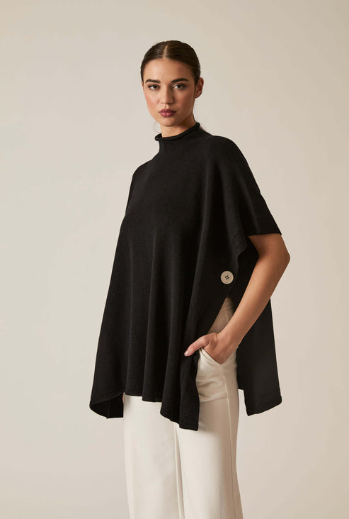 Black Button Poncho