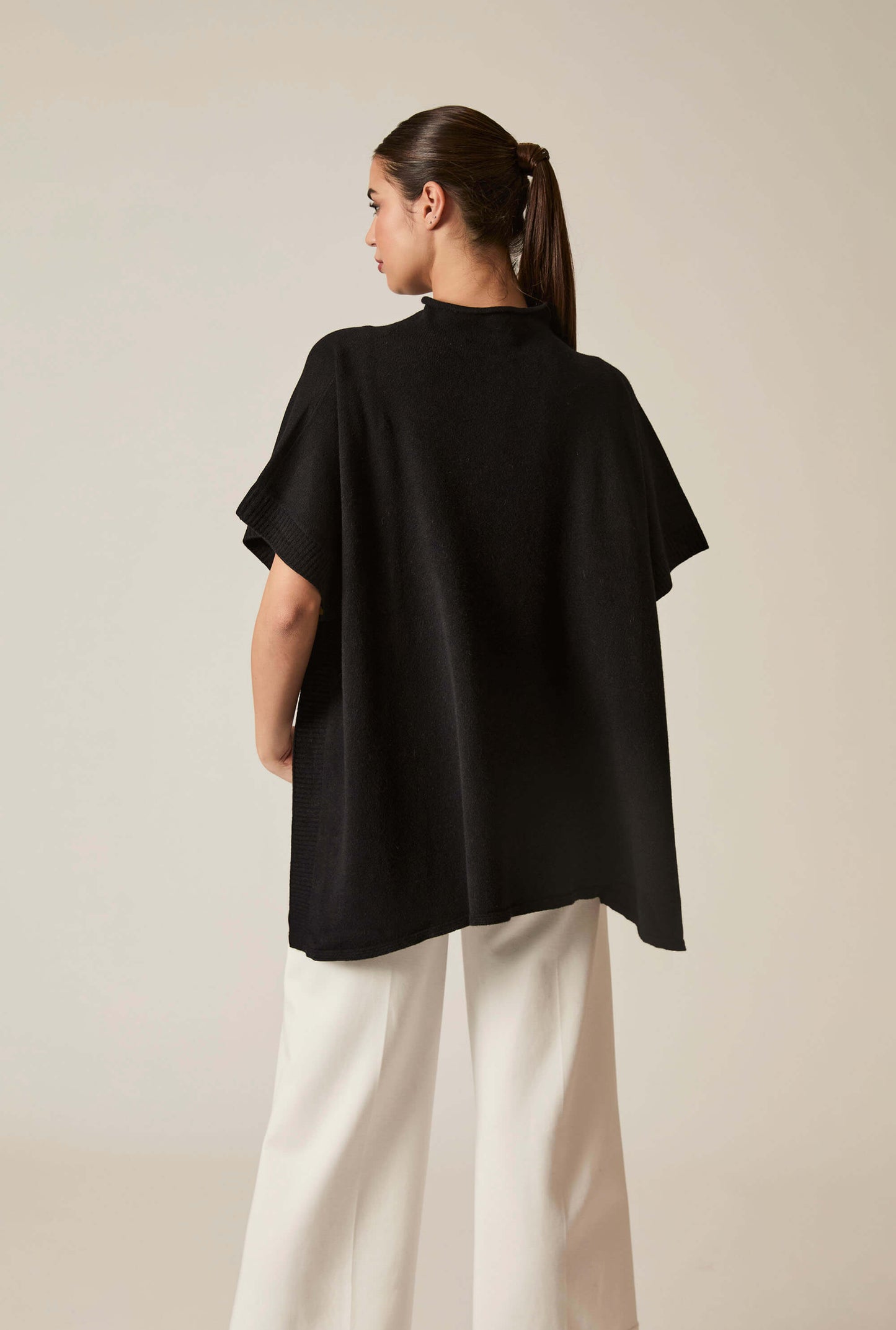 Black Button Poncho