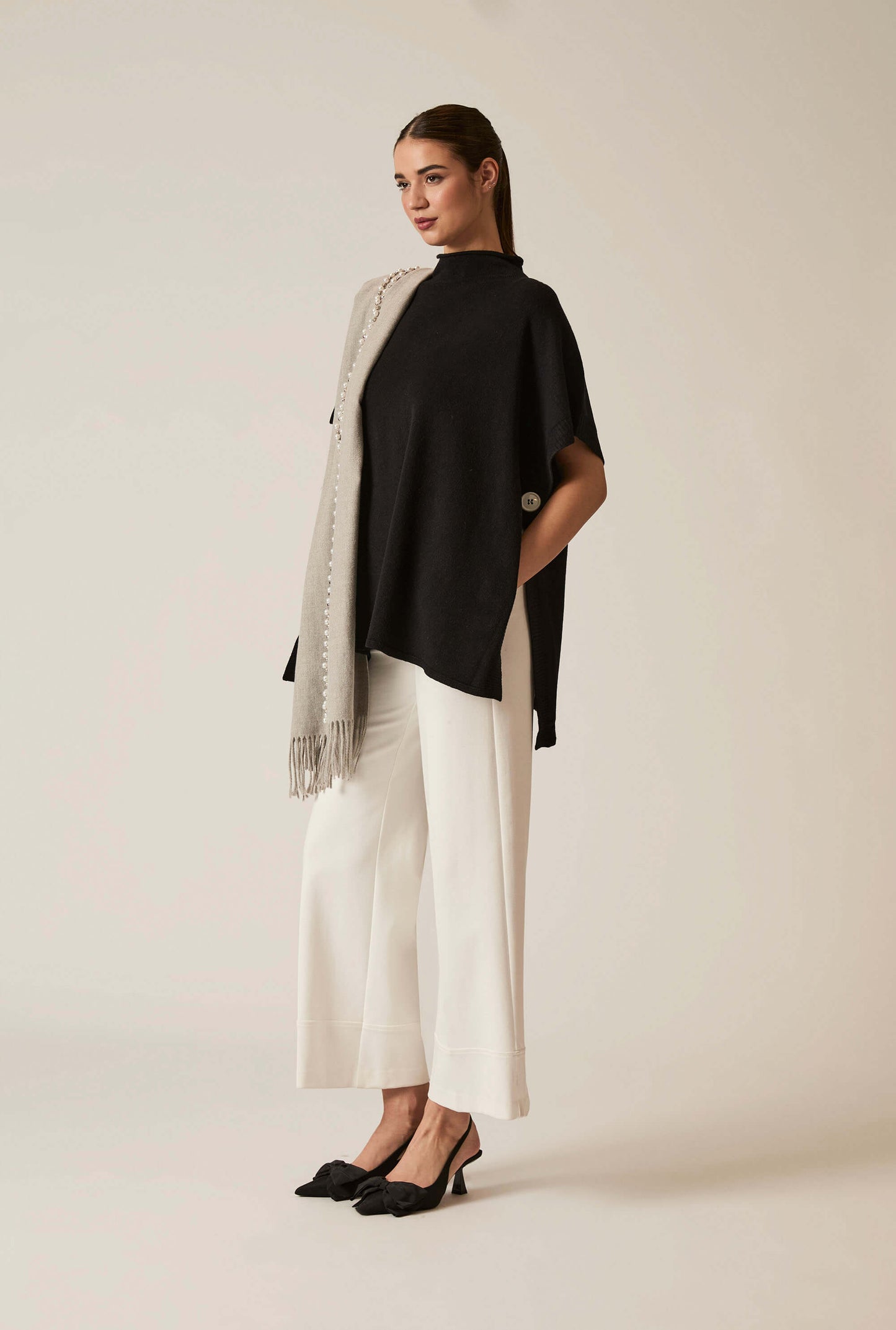 Black Button Poncho