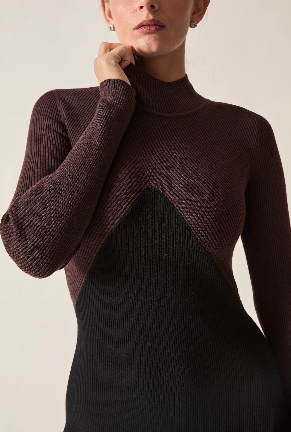 Black Colour-Block Knit Dress