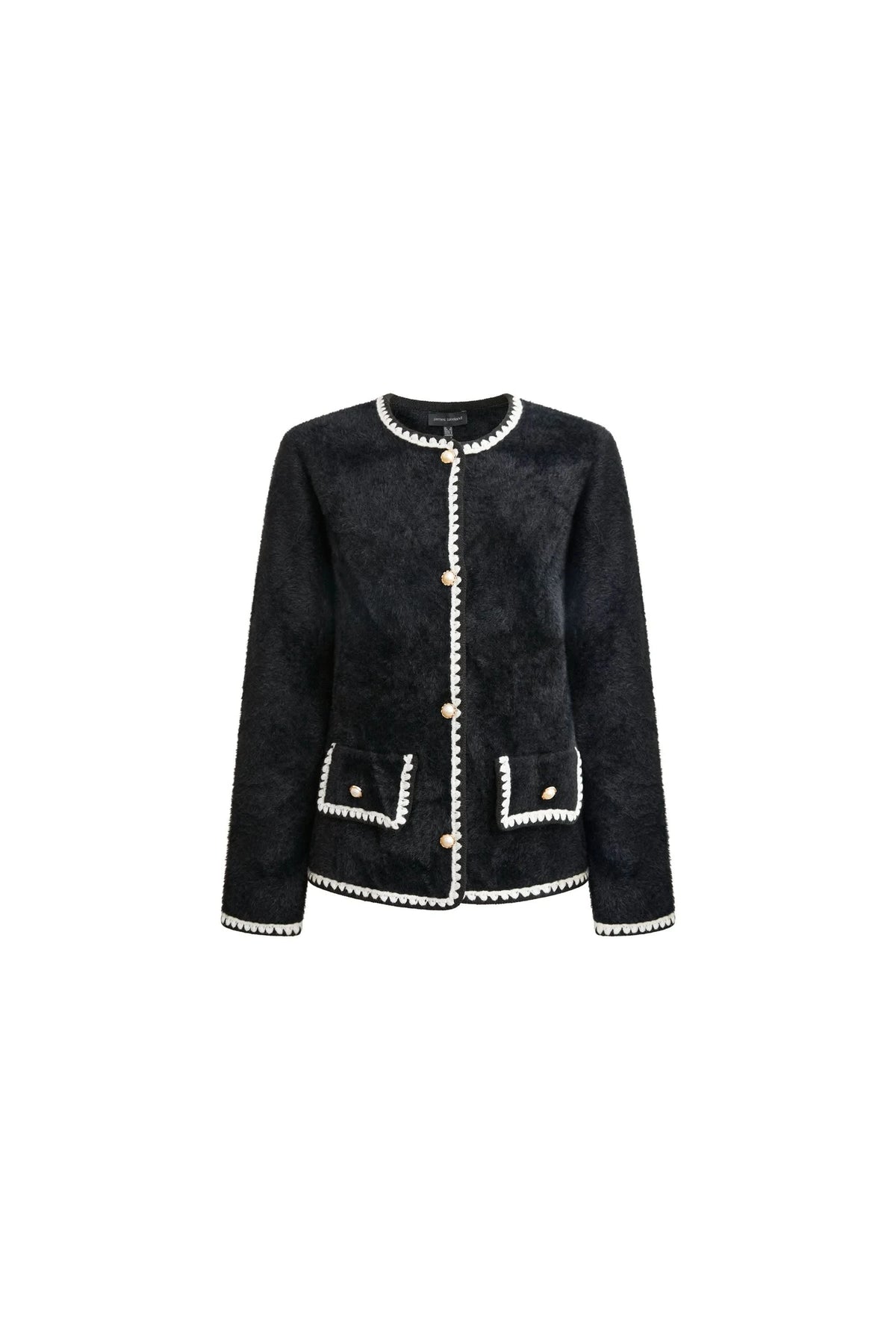 Black Contrast Trim Knit Cardigan