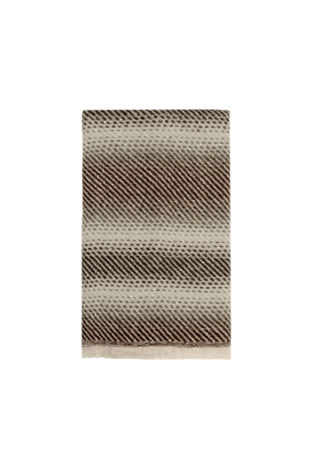 Black & Cream Sequin Pattern Scarf