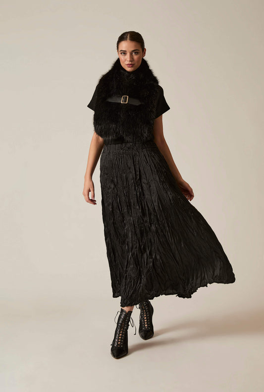 Black Crinkled Maxi Skirt