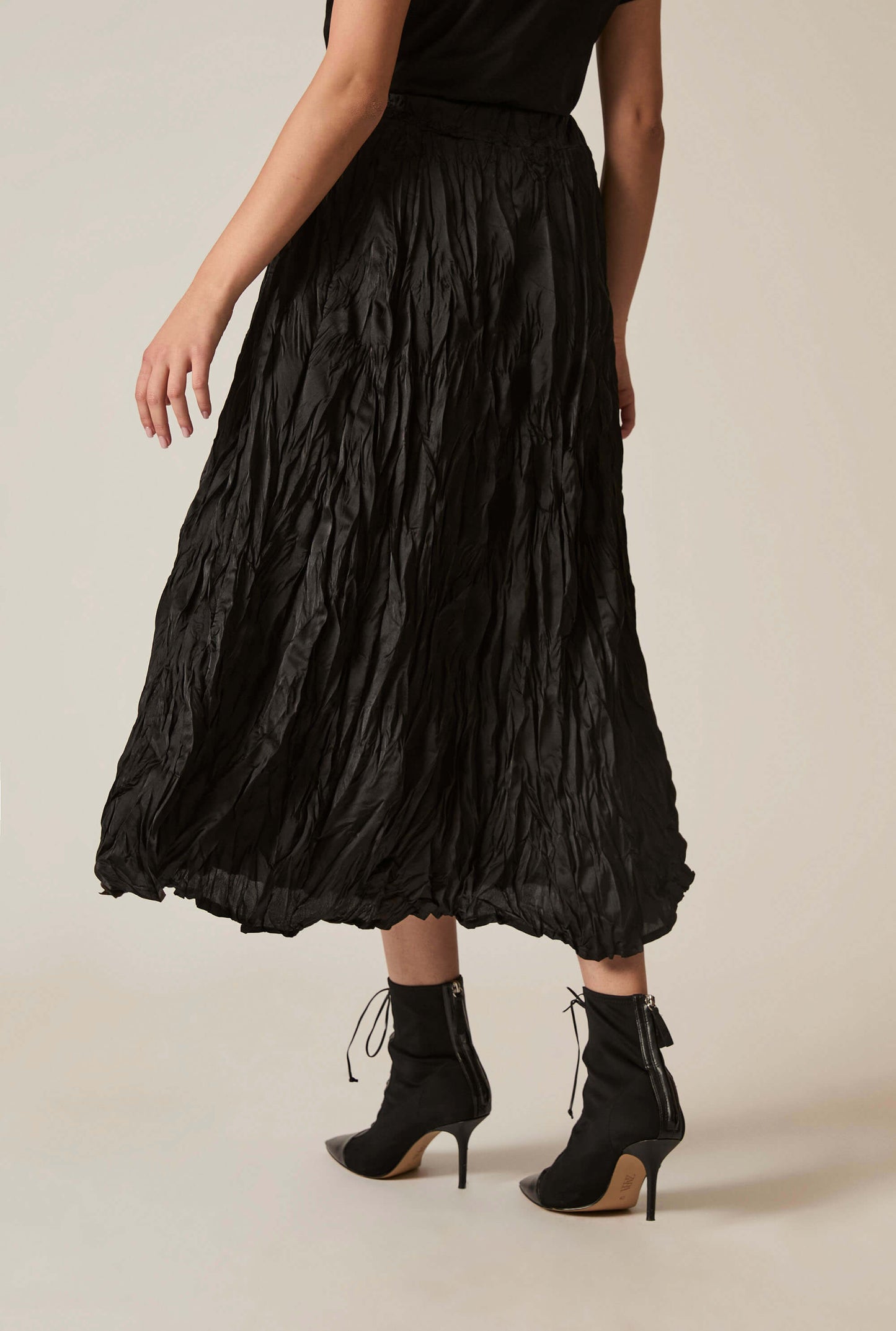 Black Crinkled Maxi Skirt